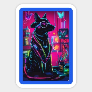 Neon dog doctor Sticker